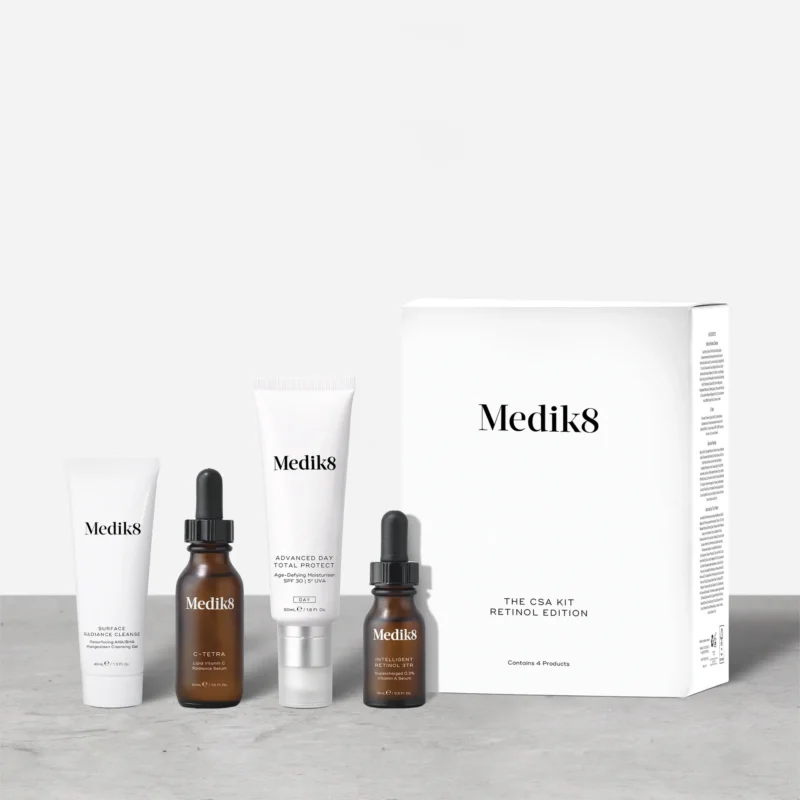 Medik8 The CSA Kit Retinol Edition Стартовий набір із засобом для вмивання, вітаміном С, зволожувальним кремом SPF 30 і ретинолом